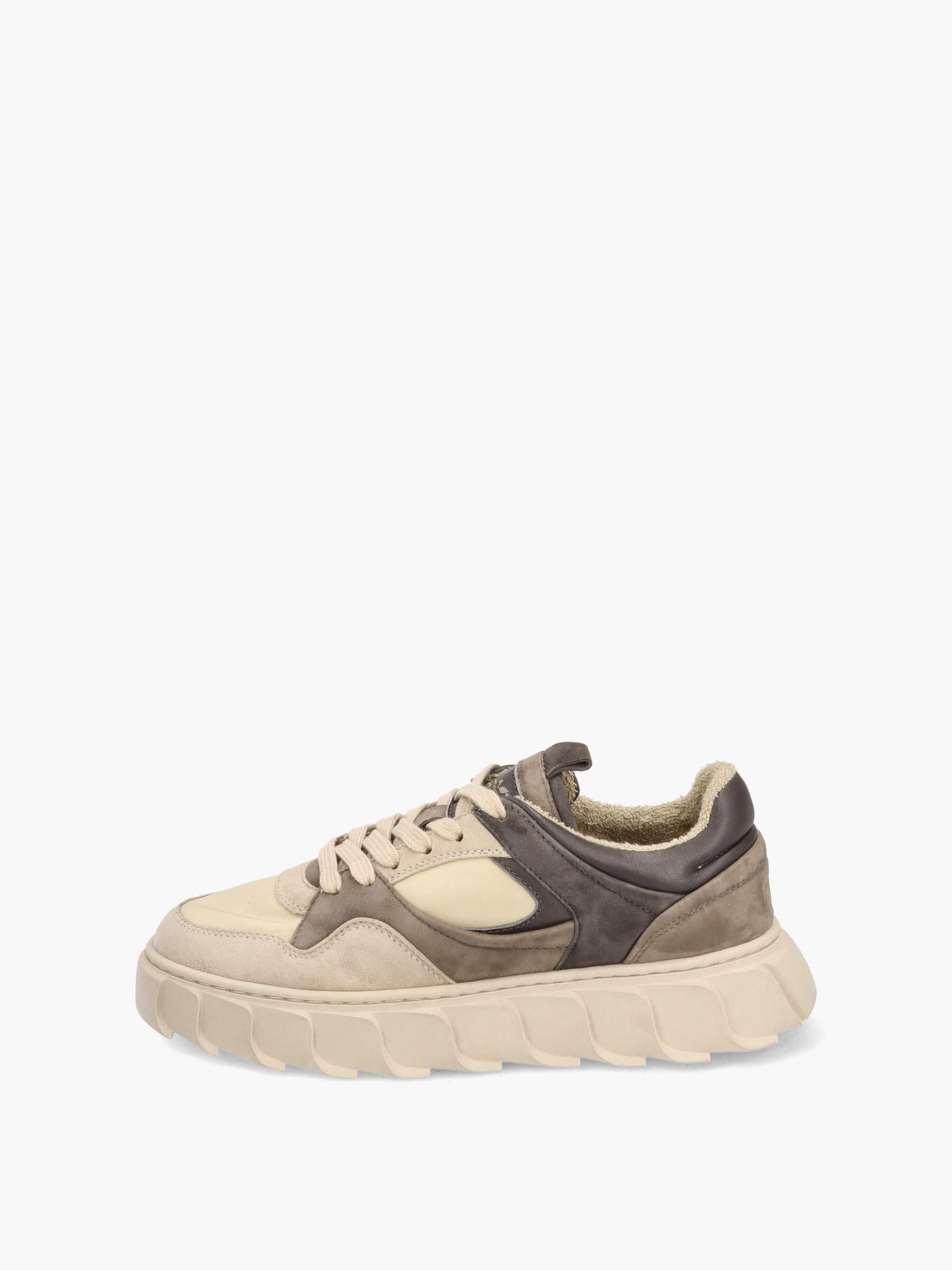 Sneaker im Material Mix taupe/grey, Bekleidung, Schuhwerk, Schuh, Sneaker, Wildleder
