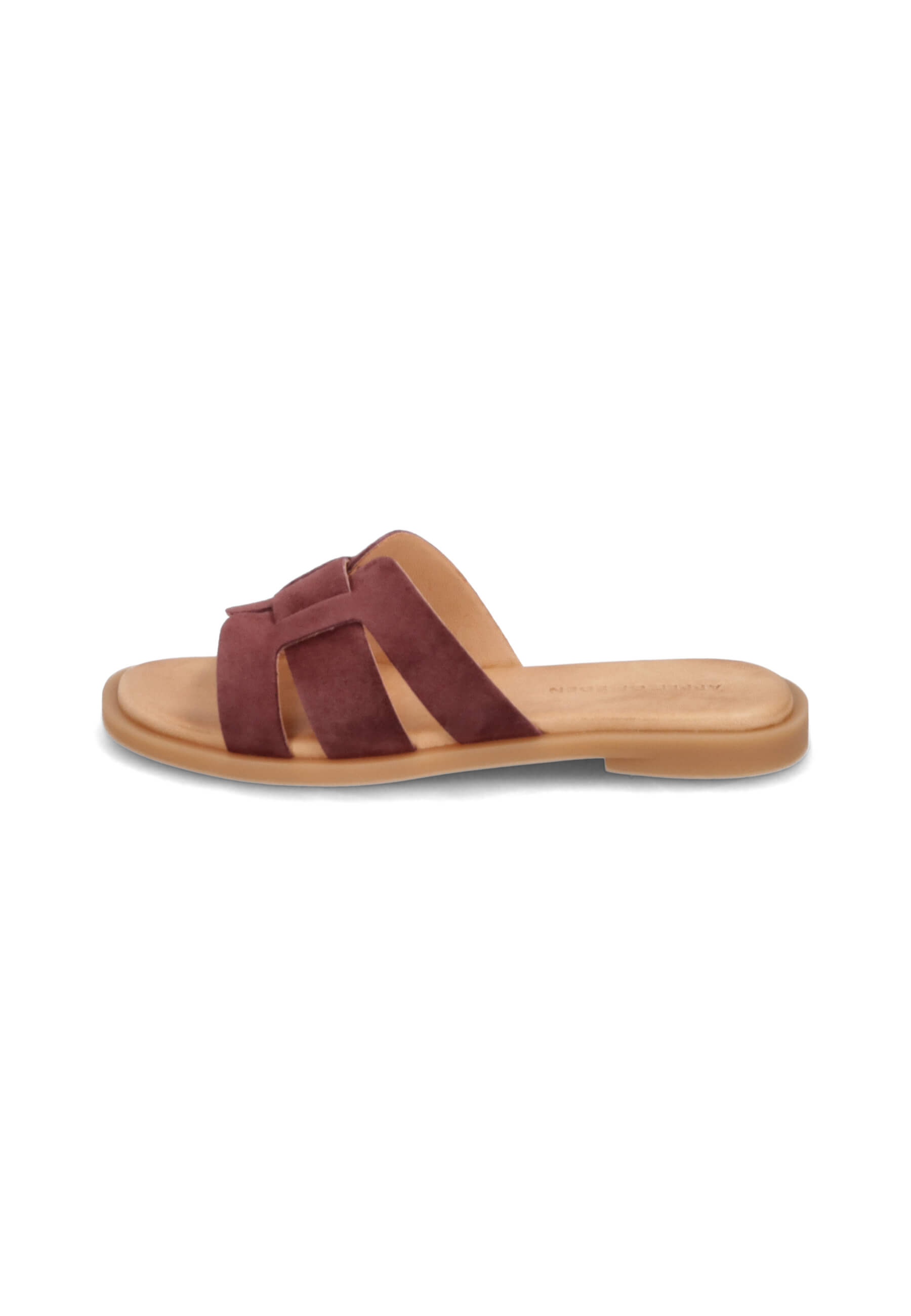 Pantoletten mit Lederriemen bordo, Bekleidung, Schuhwerk, Sandale