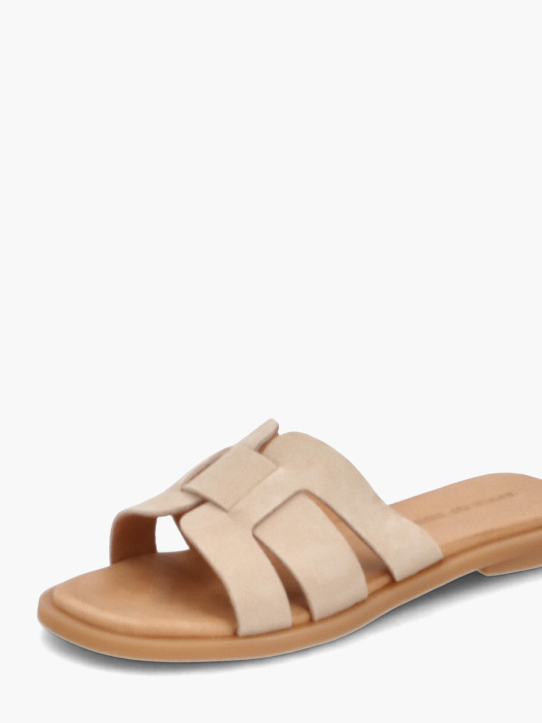 Pantoletten mit Lederriemen beige, Bekleidung, Schuhwerk, Sandale
