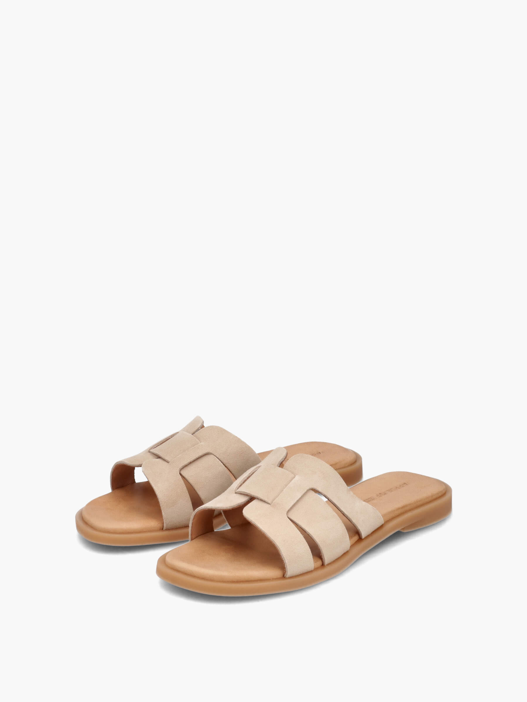 Pantoletten mit Lederriemen beige, Bekleidung, Schuhwerk, Sandale