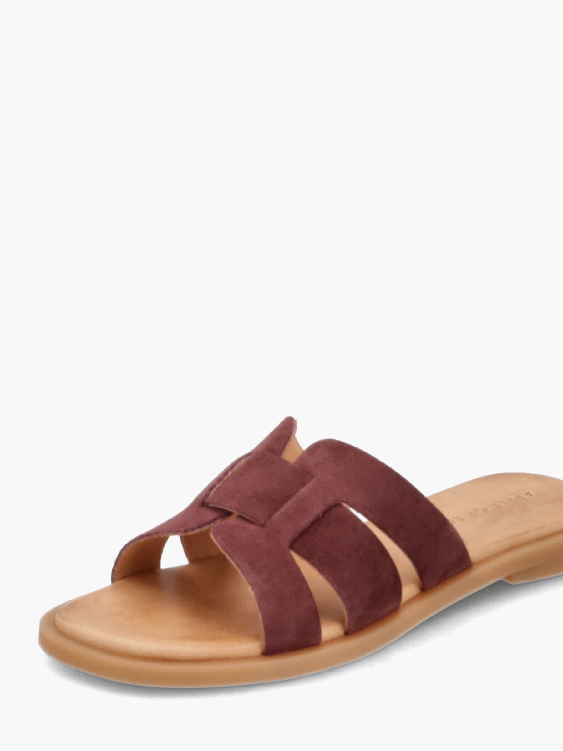Pantoletten mit Lederriemen bordo, Bekleidung, Schuhwerk, Sandale