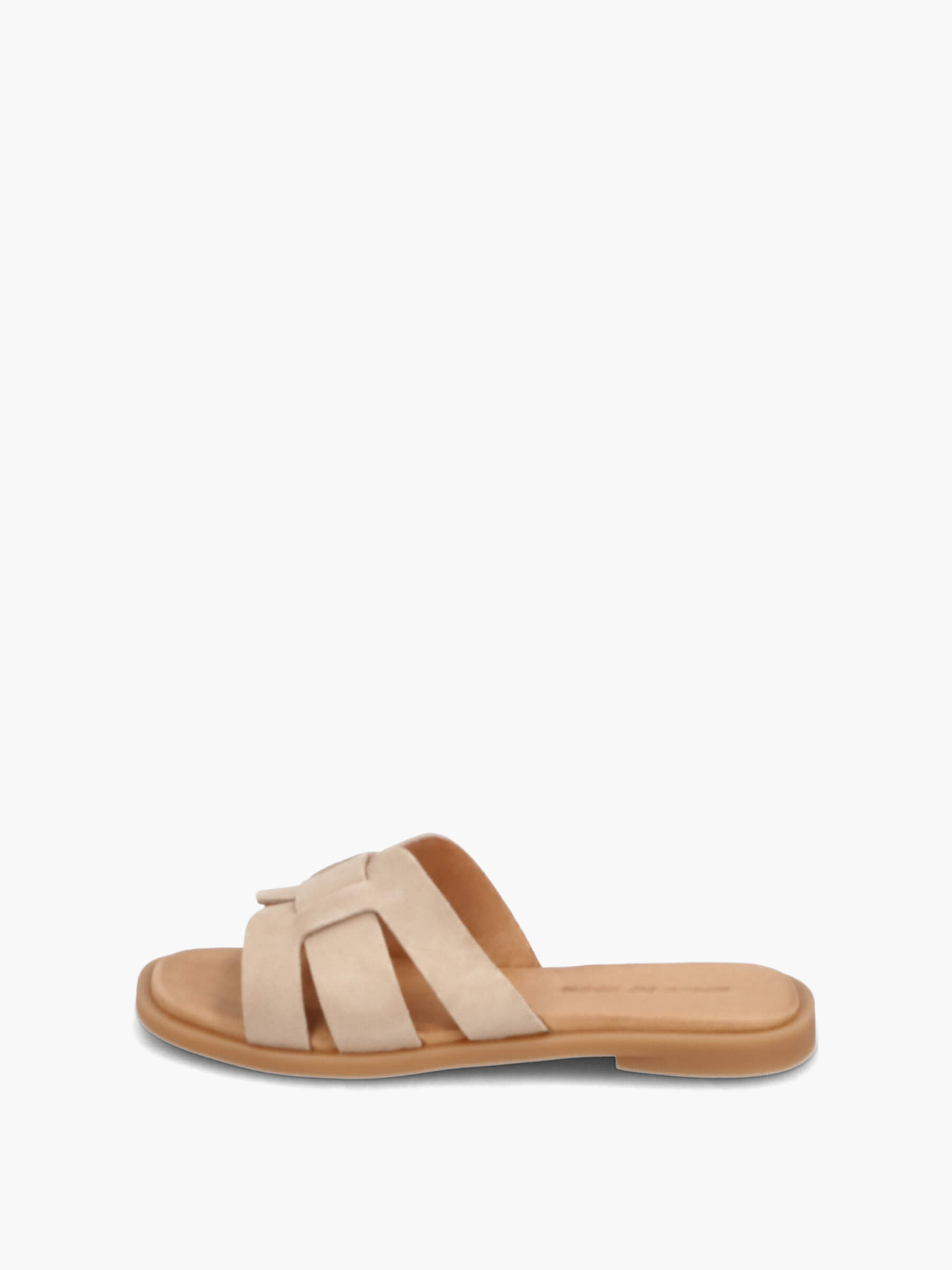 Pantoletten mit Lederriemen beige, Bekleidung, Schuhwerk, Sandale