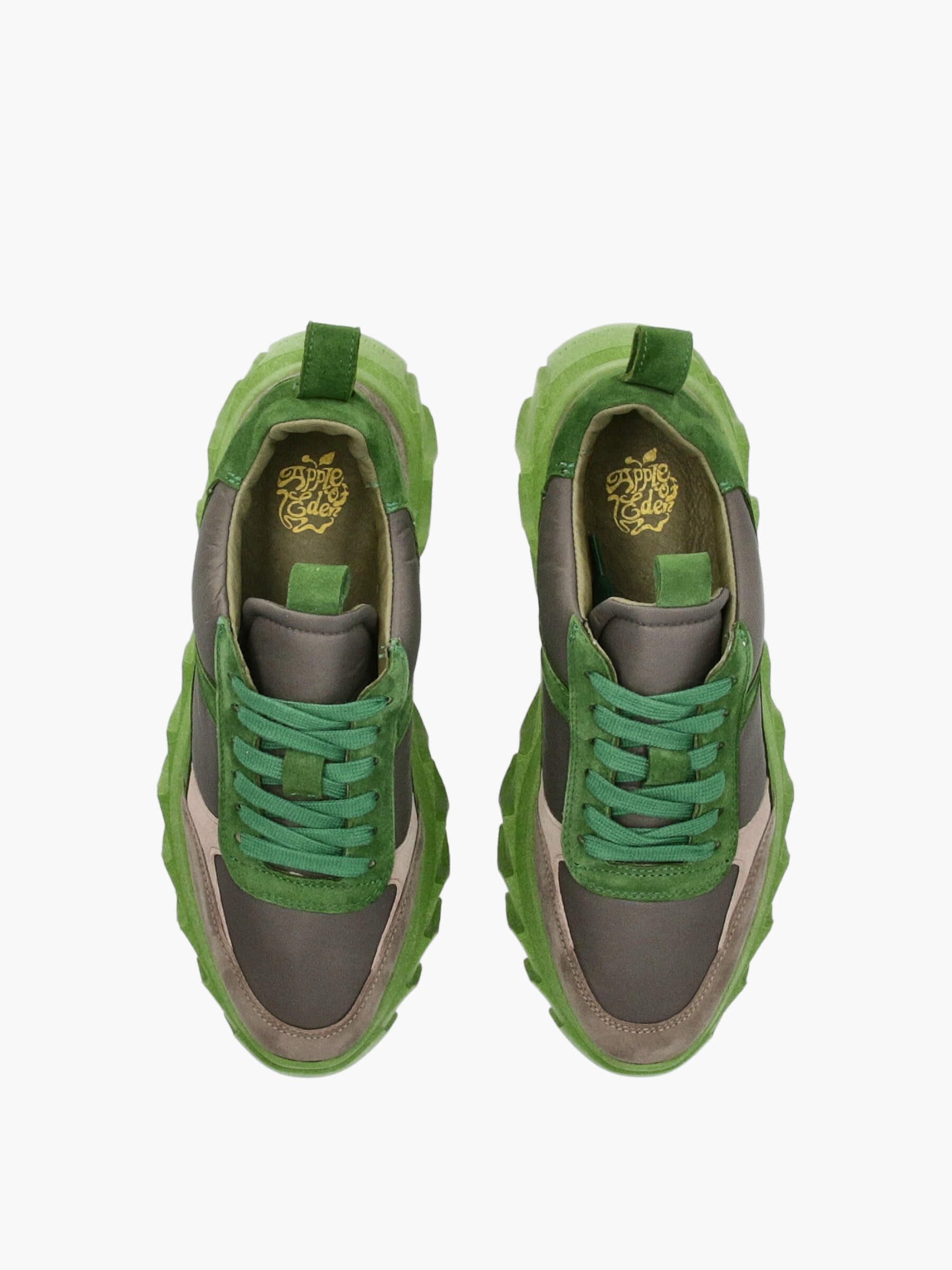 Plateau-Sneaker Taupe/Green, Schuhwerk, Schuh, Sneaker, Leinwand, Wildleder