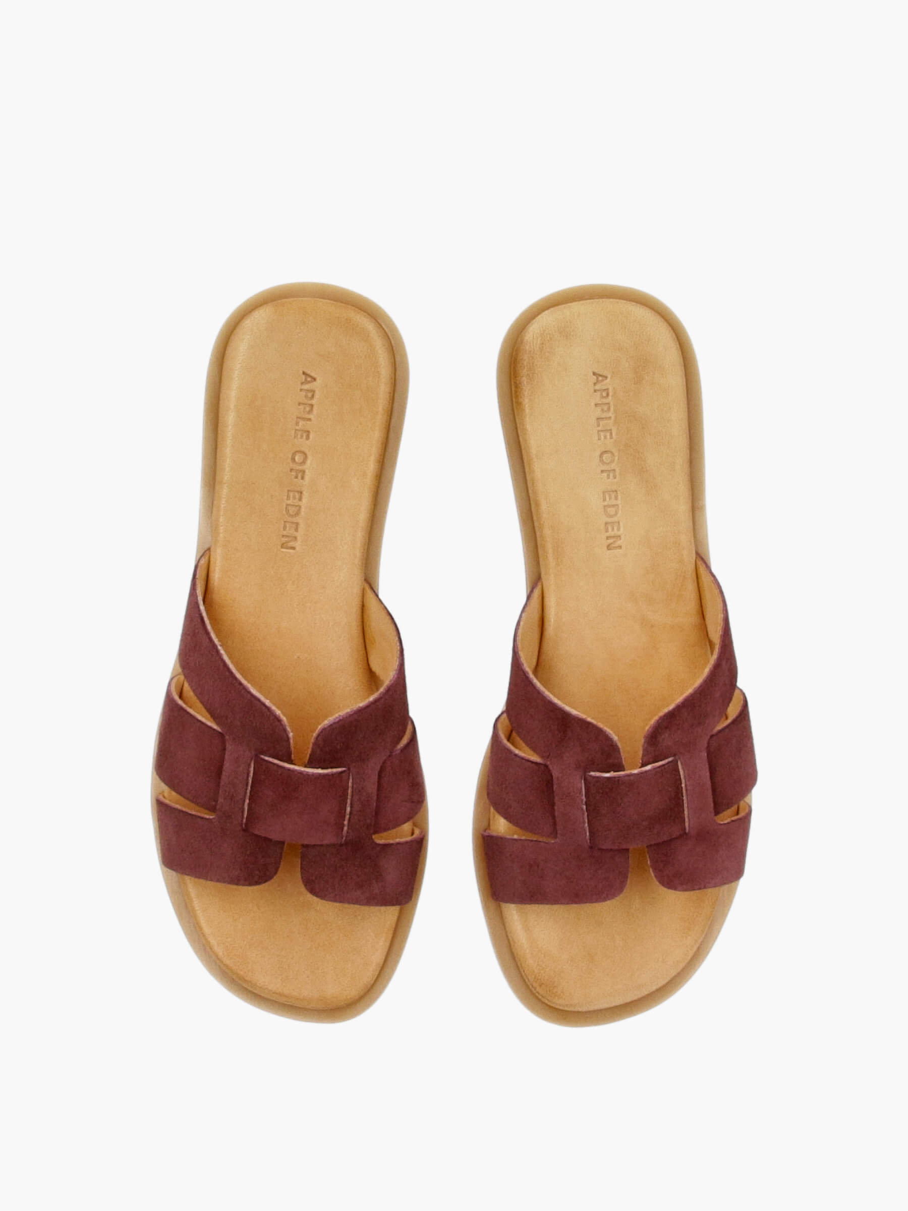 Pantoletten mit Lederriemen bordo, Bekleidung, Schuhwerk, Sandale