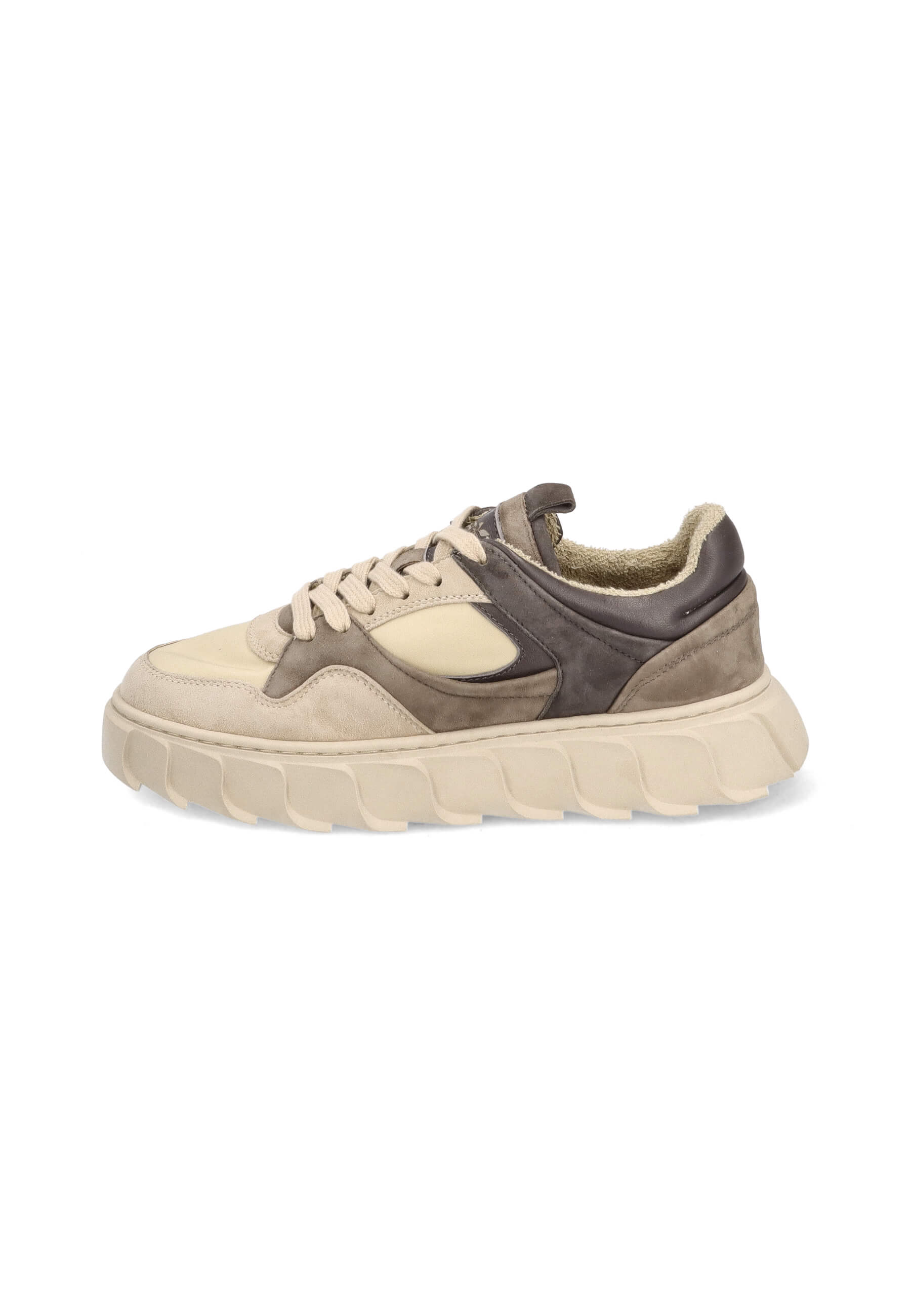 Sneaker im Material Mix taupe/grey, Bekleidung, Schuhwerk, Schuh, Sneaker, Wildleder
