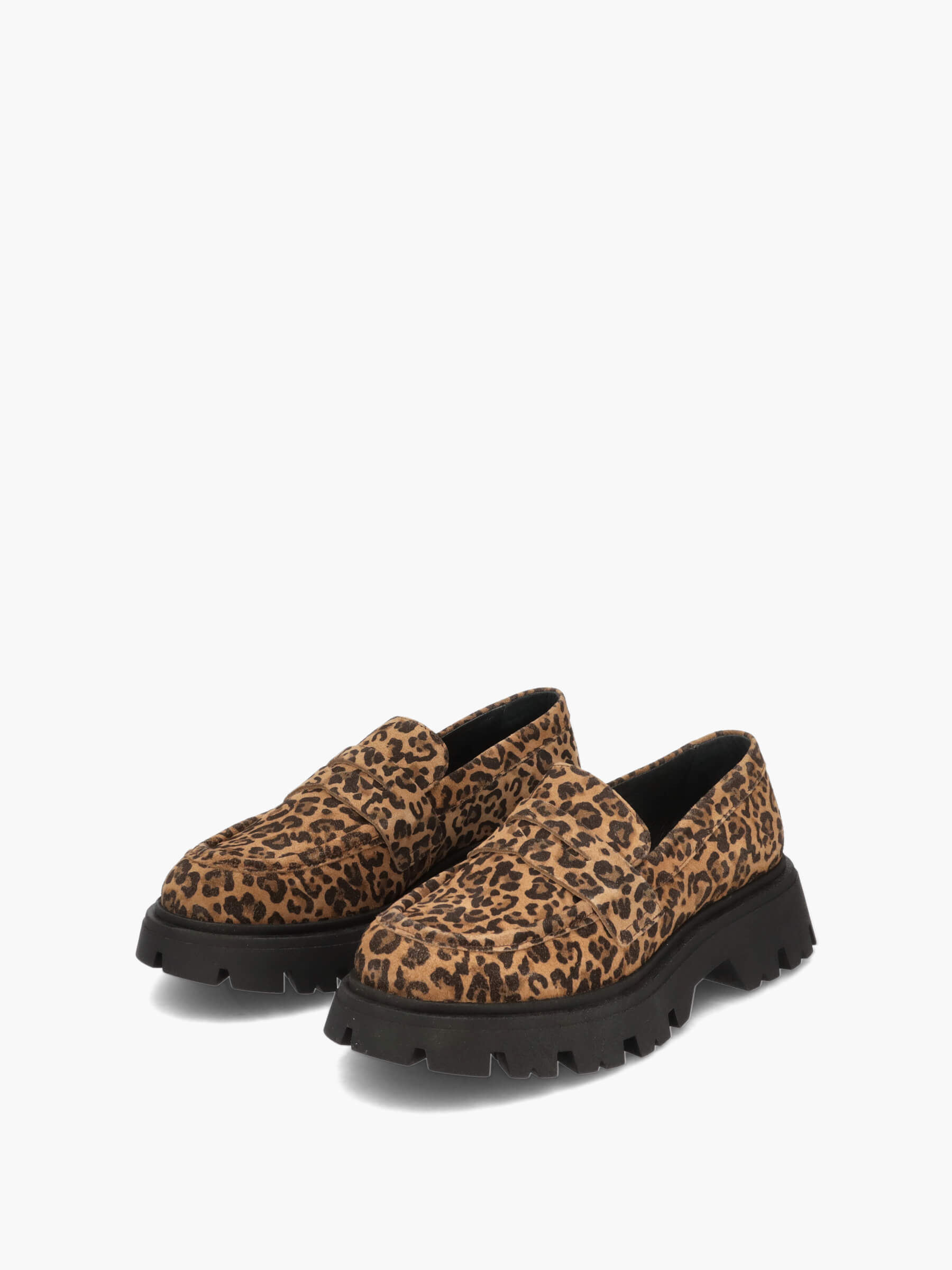 Hochwertige Penny-Loafer im Leo-Look, Bekleidung, Schuhwerk, Schuh, Sneaker, Wildleder