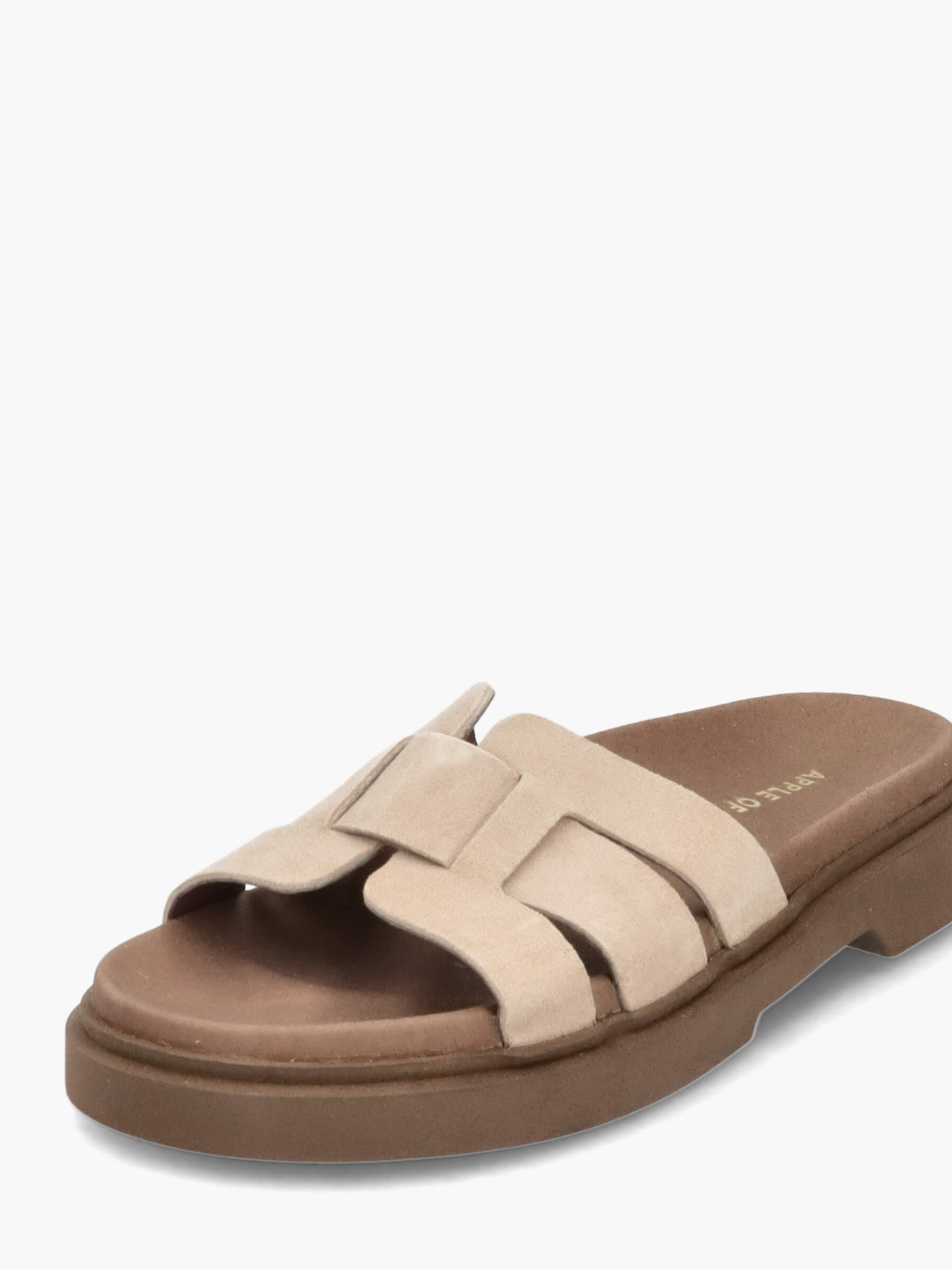 Pantoletten mir Lederriemchen beige, Bekleidung, Schuhwerk, Sandale