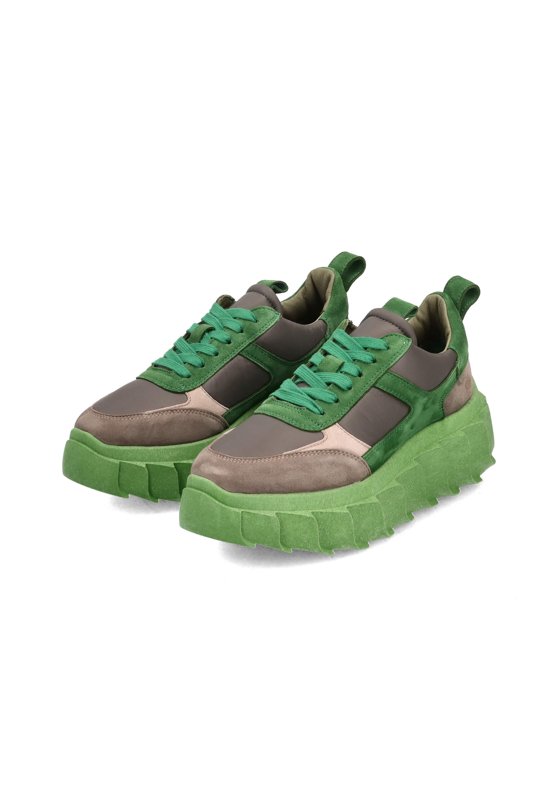 Plateau-Sneaker Taupe/Green