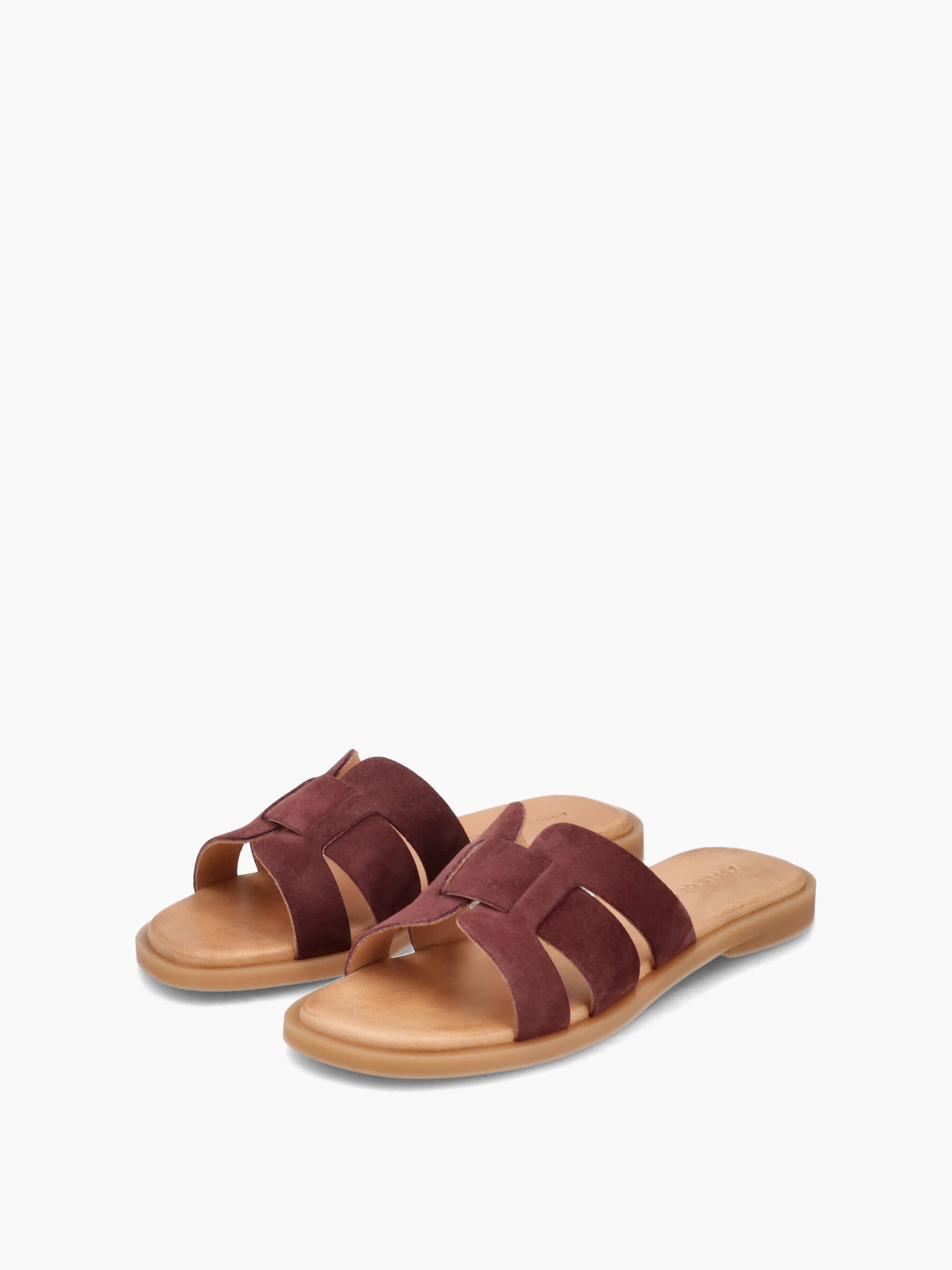 Pantoletten mit Lederriemen bordo, Bekleidung, Schuhwerk, Sandale